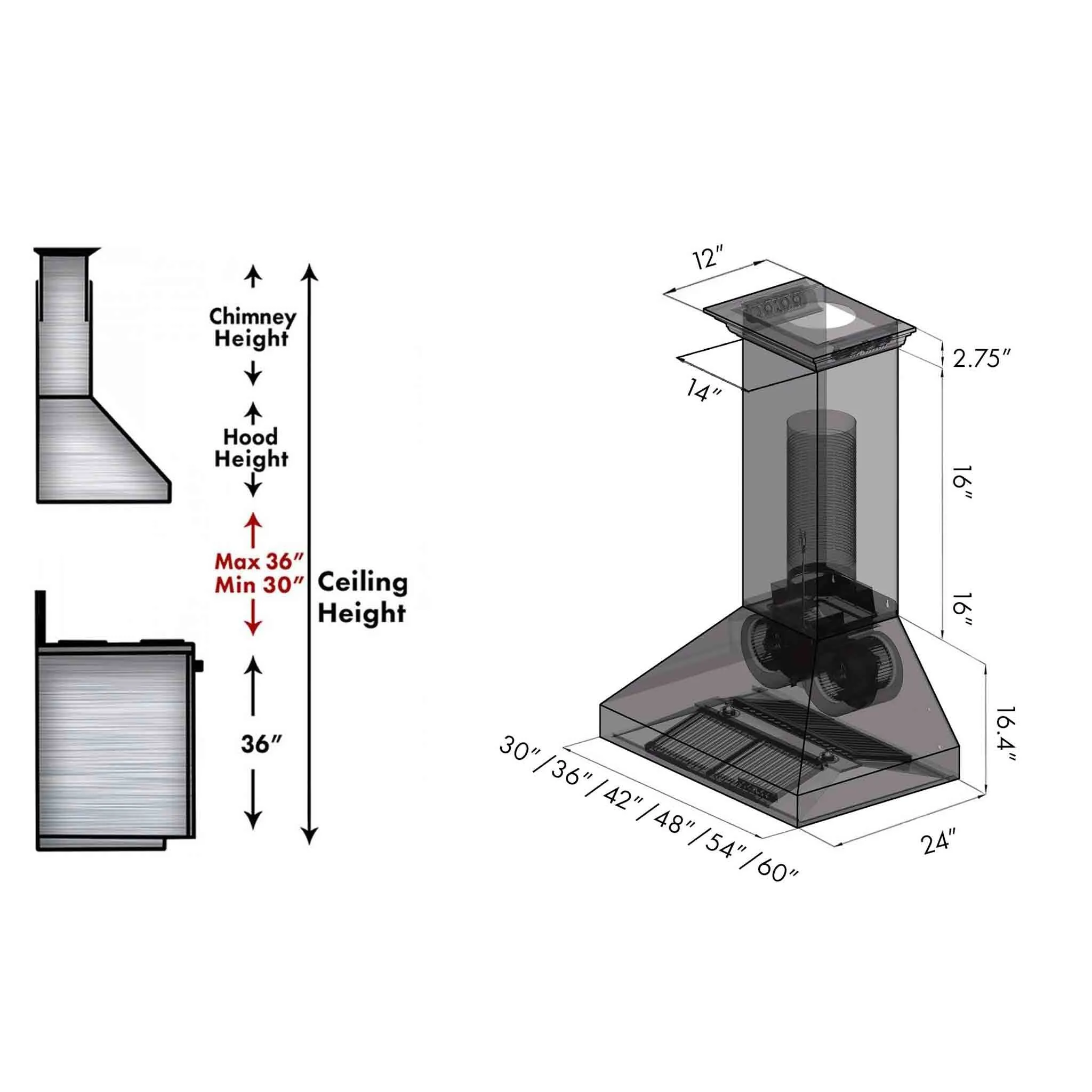 ZLINE 48-Inch Professional Wall Mount Range Hood in Stainless Steel with Built-in CrownSound® Bluetooth Speakers (667CRN-BT-48)