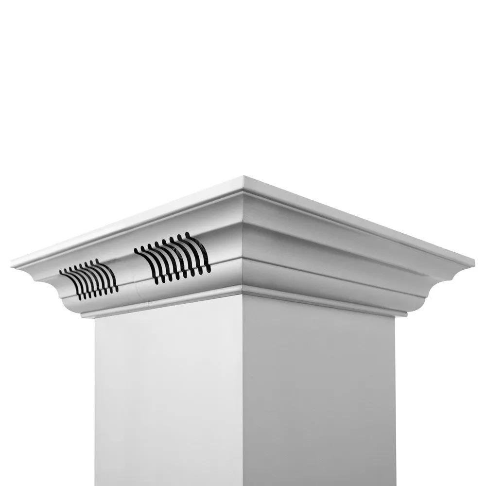 ZLINE Island Mount Range Hood in Stainless Steel with Built-in CrownSound Bluetooth Speakers (GL2iCRN-BT)