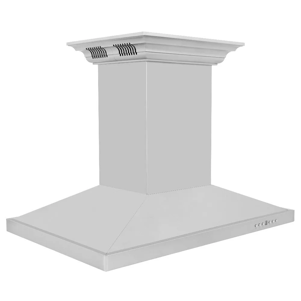 ZLINE Island Mount Range Hood in Stainless Steel with Built-in CrownSound Bluetooth Speakers (GL2iCRN-BT)