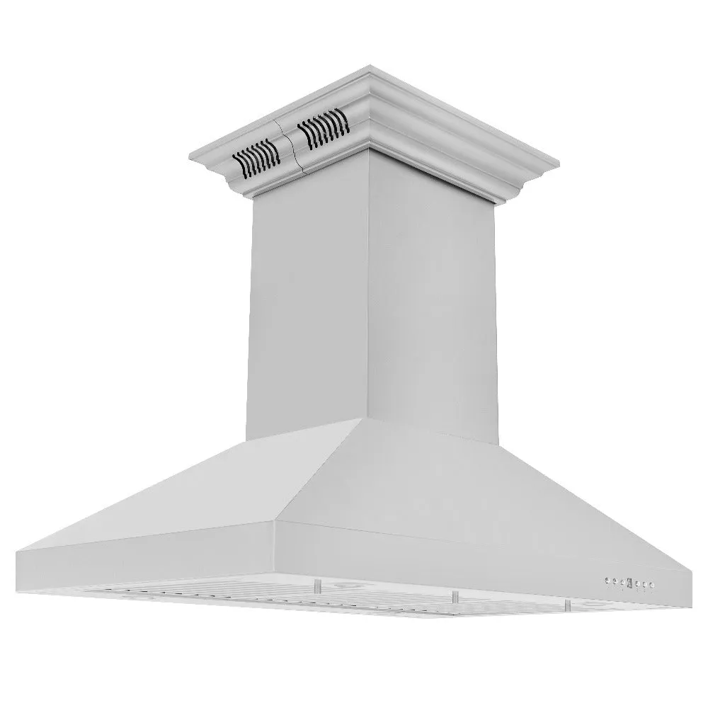 ZLINE Island Mount Range Hood in Stainless Steel with Built-in CrownSound Bluetooth Speakers (KL3iCRN-BT)