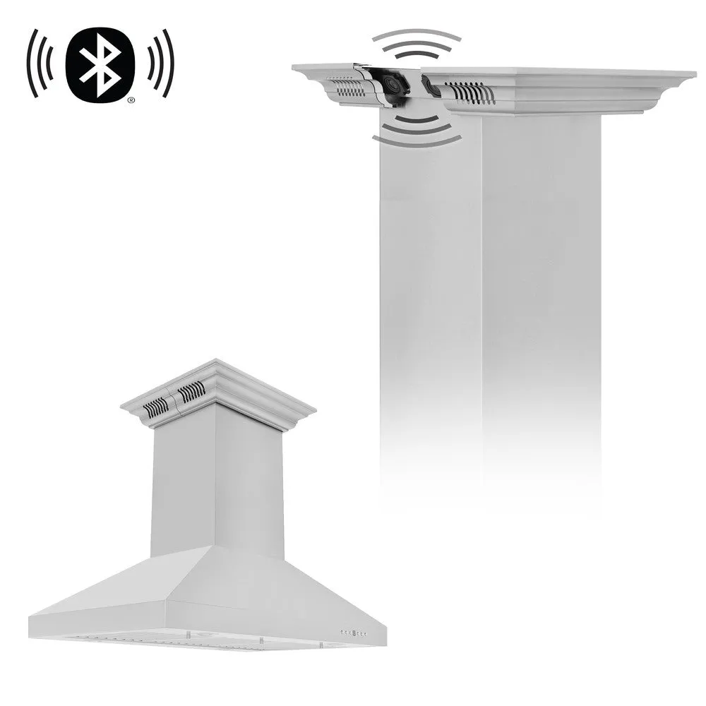 ZLINE Island Mount Range Hood in Stainless Steel with Built-in CrownSound Bluetooth Speakers (KL3iCRN-BT)